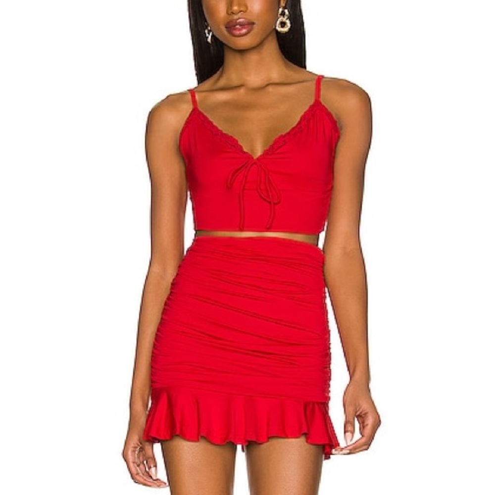 Cindy Ruched Red Skirt Set ♥️